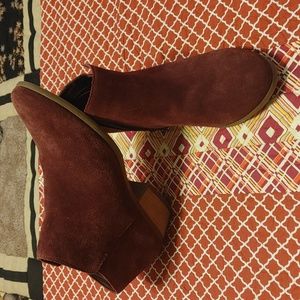 Merlot suede booties